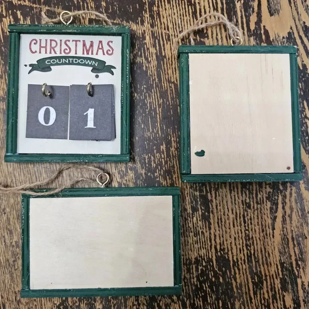Trio of Handmade Christmas Ornaments Advent Calendar Holiday‎ Red Green